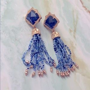 Kendra Scott blue goldstone tassel earring
